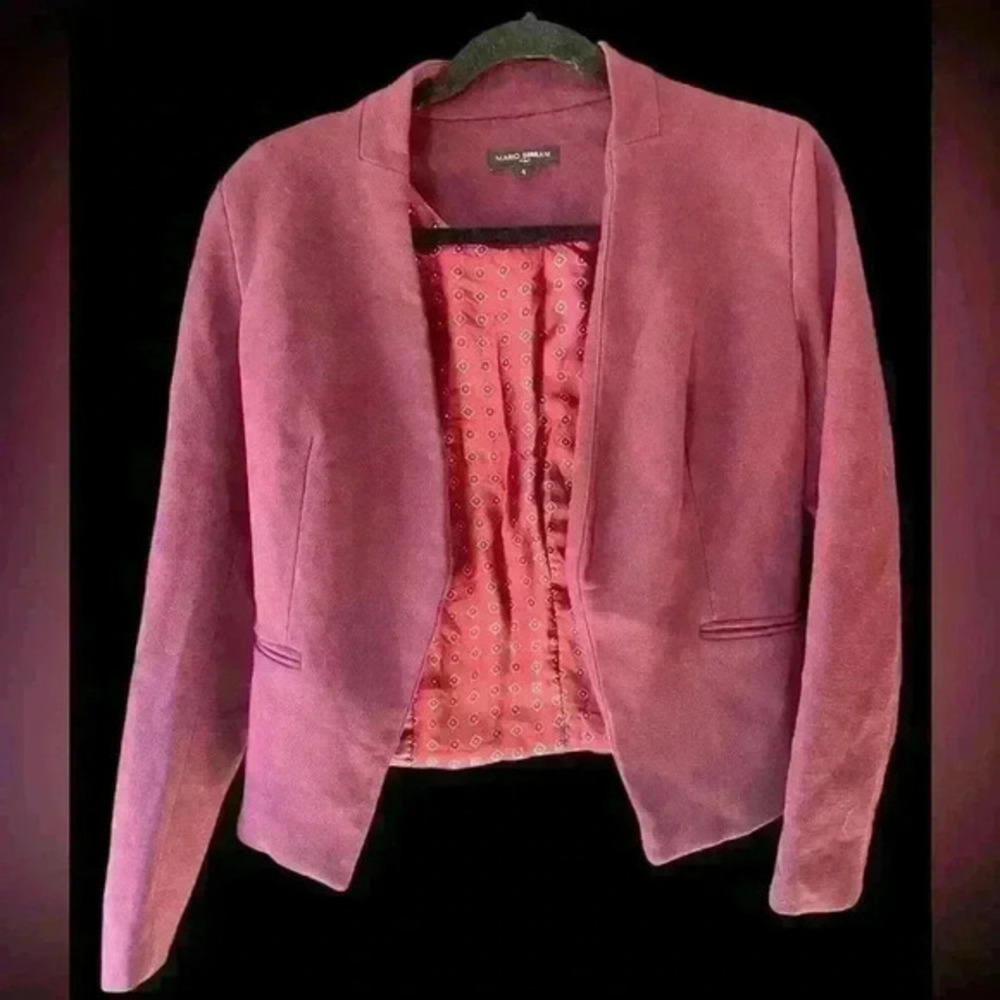 Mario Serrani Maroon Lined Open Front Structured Blazer.  Size 4.